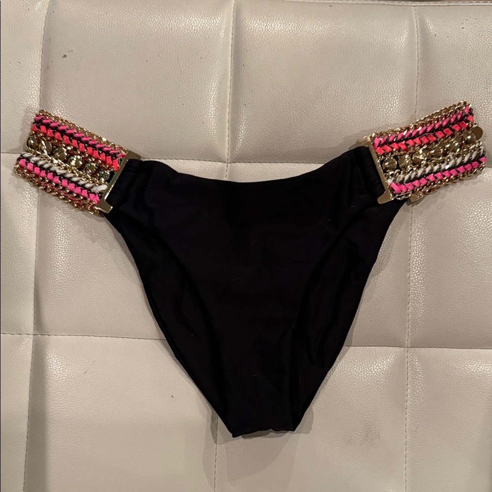 Beach Bunny Bronze Belize Collection bottom hot pink & gold Chain Accents - XL